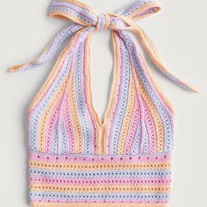 Hollister Crochet Crop Halter Tank